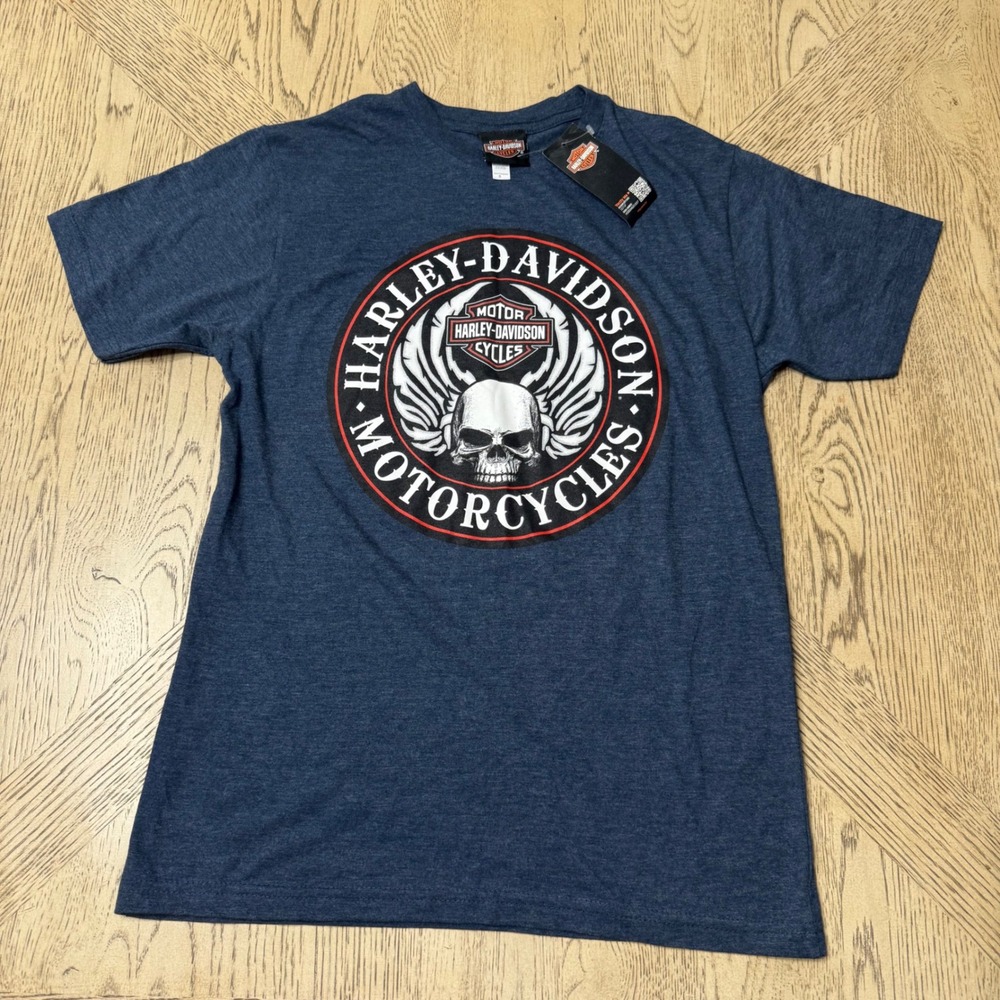 Harley‎ Davidson Small Blue Grand Turk Skull Graphic T Shirt Tee Motorcycle